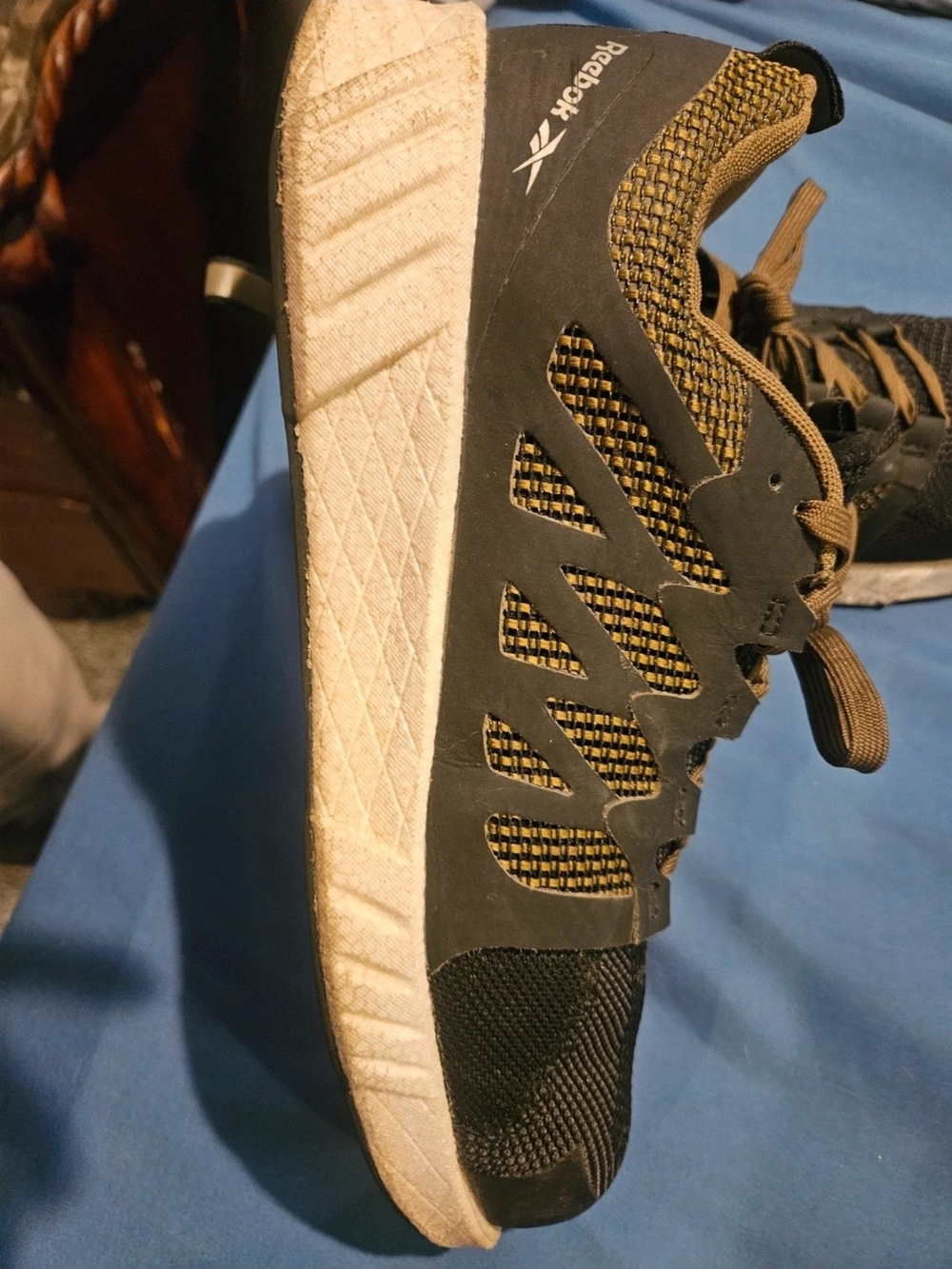 Reebok Steeltoe Men’s Black and Olive Athletic Running Sneakers